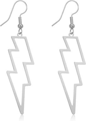 2 Pairs Lightning Bolt Earrings For Women Statement Flash Thunder Hook Earrings 80s Punk Fashion Party Dangle Earrings