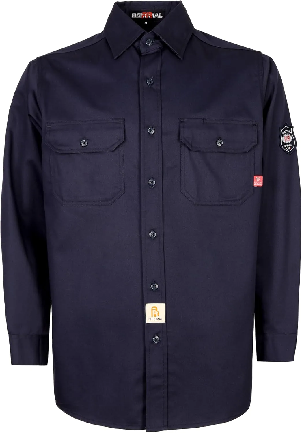 BOCOMAL FR Shirts Flame Resistant 100% C NFPA2112 7.5oz Men's Fire Retardant Welding Shirt