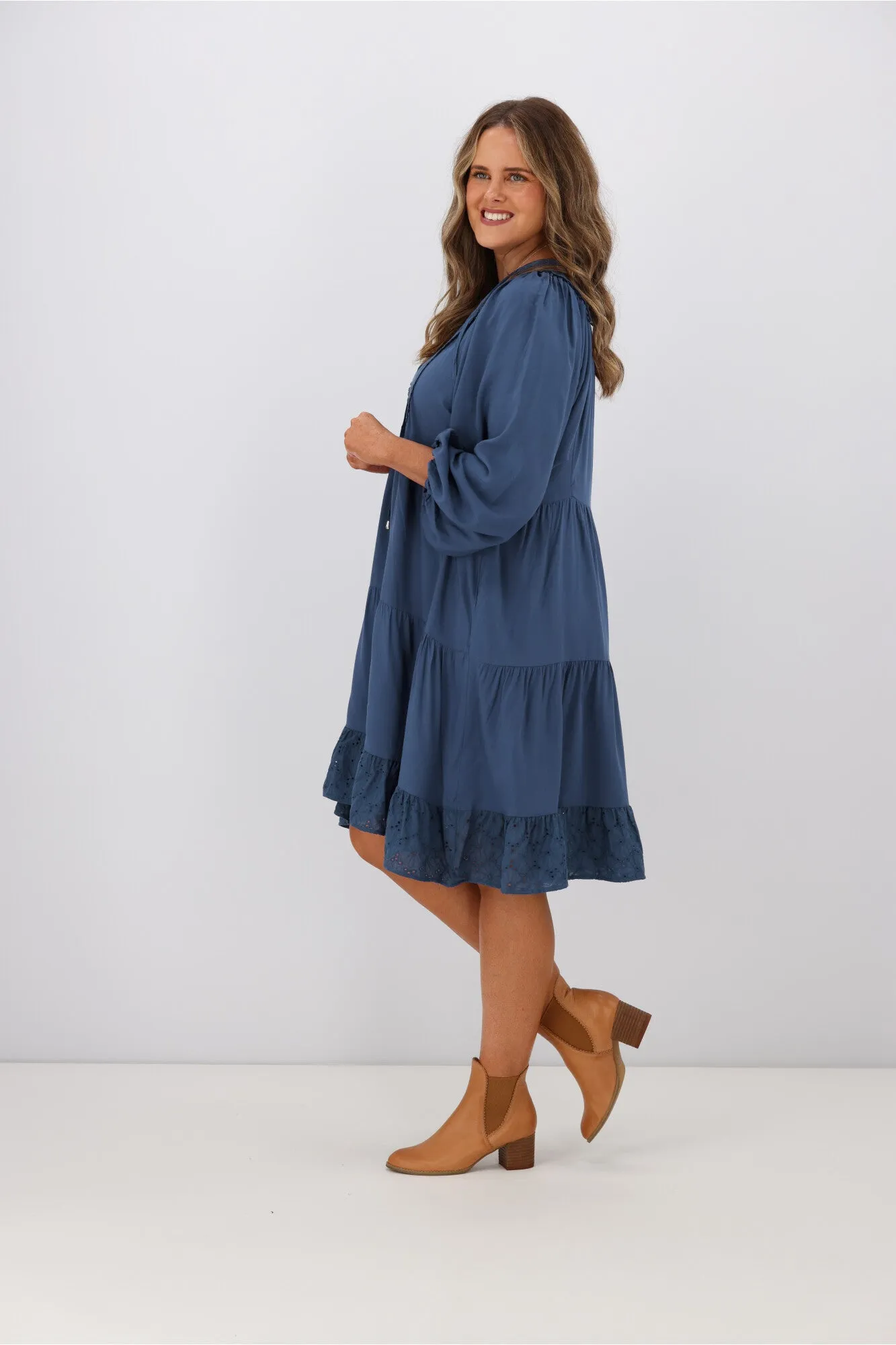 Boho Australia Honor LS Dress Airy Blue
