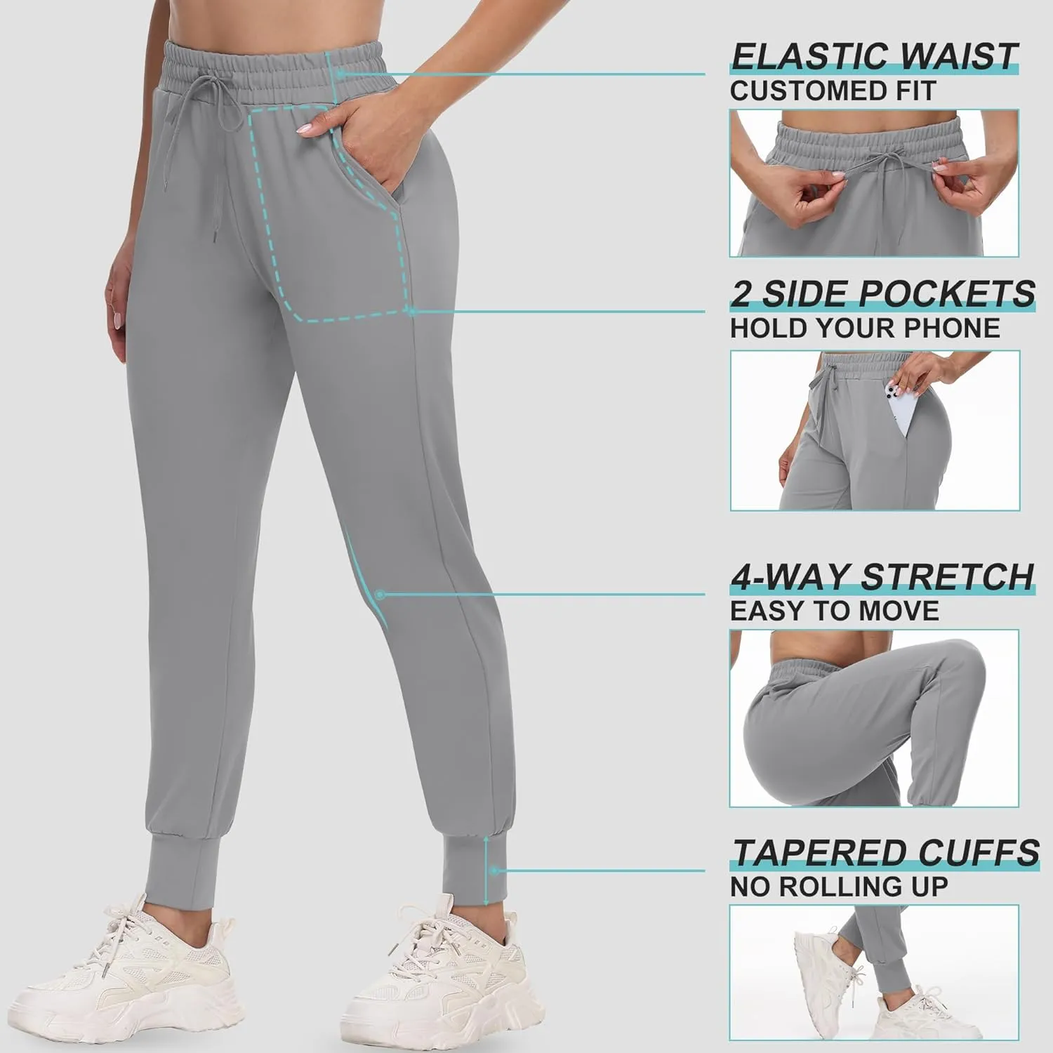 CAMPSNAIL Joggers for Women with Pockets - Womens Sweatpants Yoga Lounge Relaxed-fit Pants for Workout Running