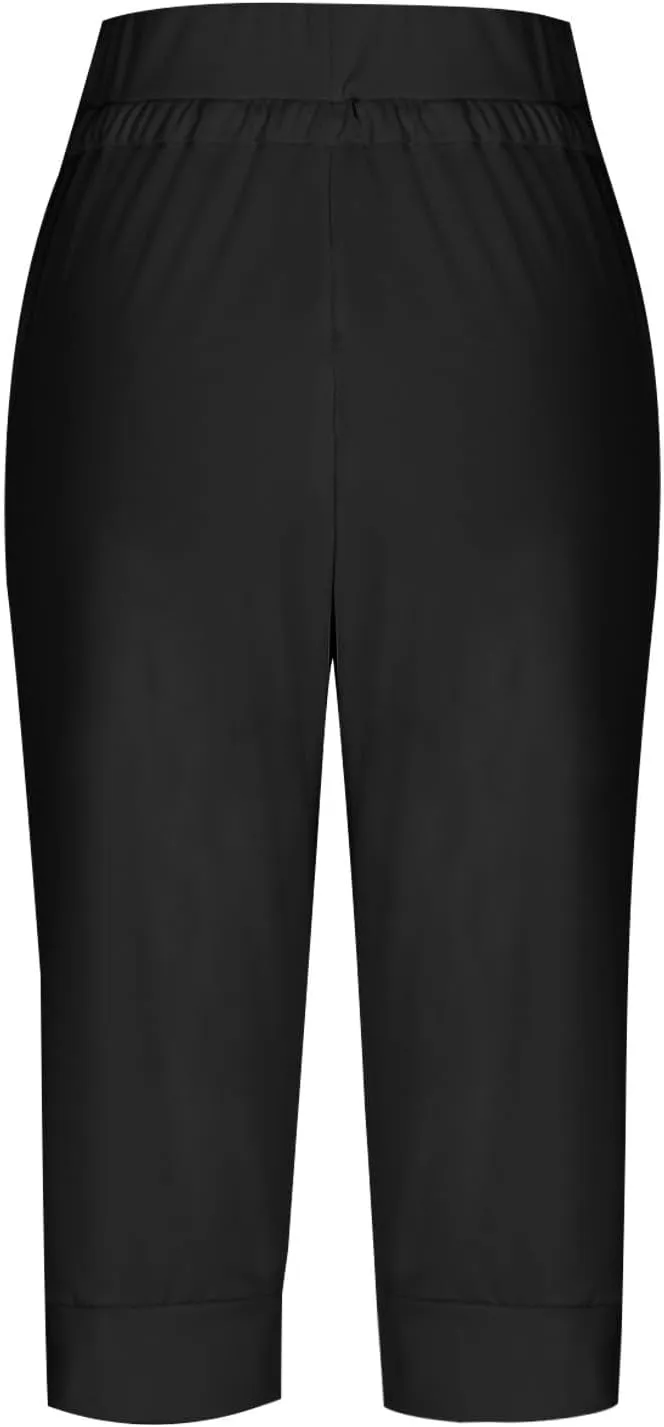 Capri Pants for Women Stretch High Waisted Joggers Lightweight Summer Casual Drawstring Hiking Pant Capri with Pocket