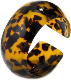 COLORFUL BLING Acrylic Tortoise Shell Wide Open Cuff Bangle Adjustable Acetate Mottled Leopard Print Statement Bracelet Jewelry for Women Female