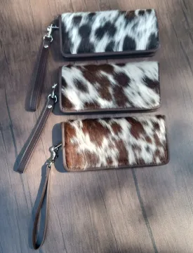 Cowhide Wallet Women's Wristlet Walet