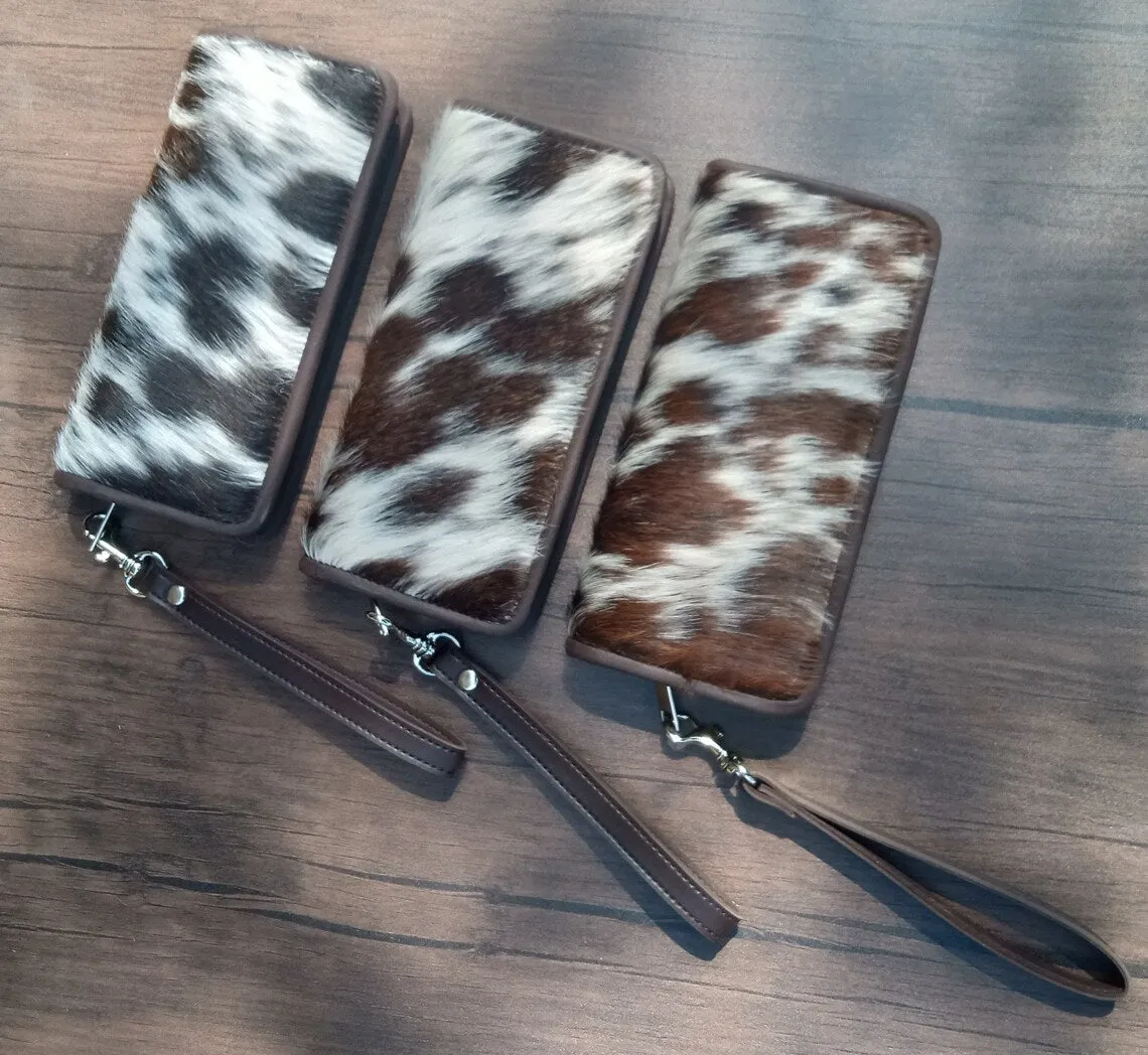 Cowhide Wallet Women's Wristlet Walet