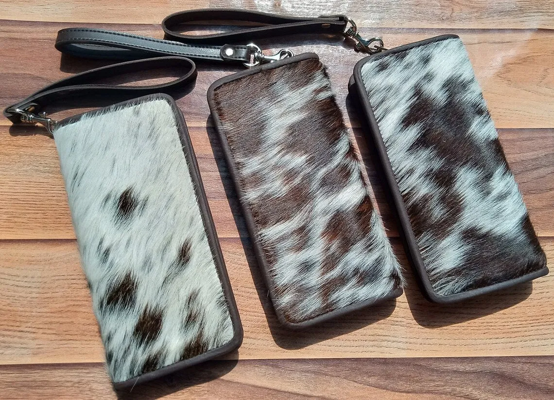 Cowhide Wallet Women's Wristlet Walet