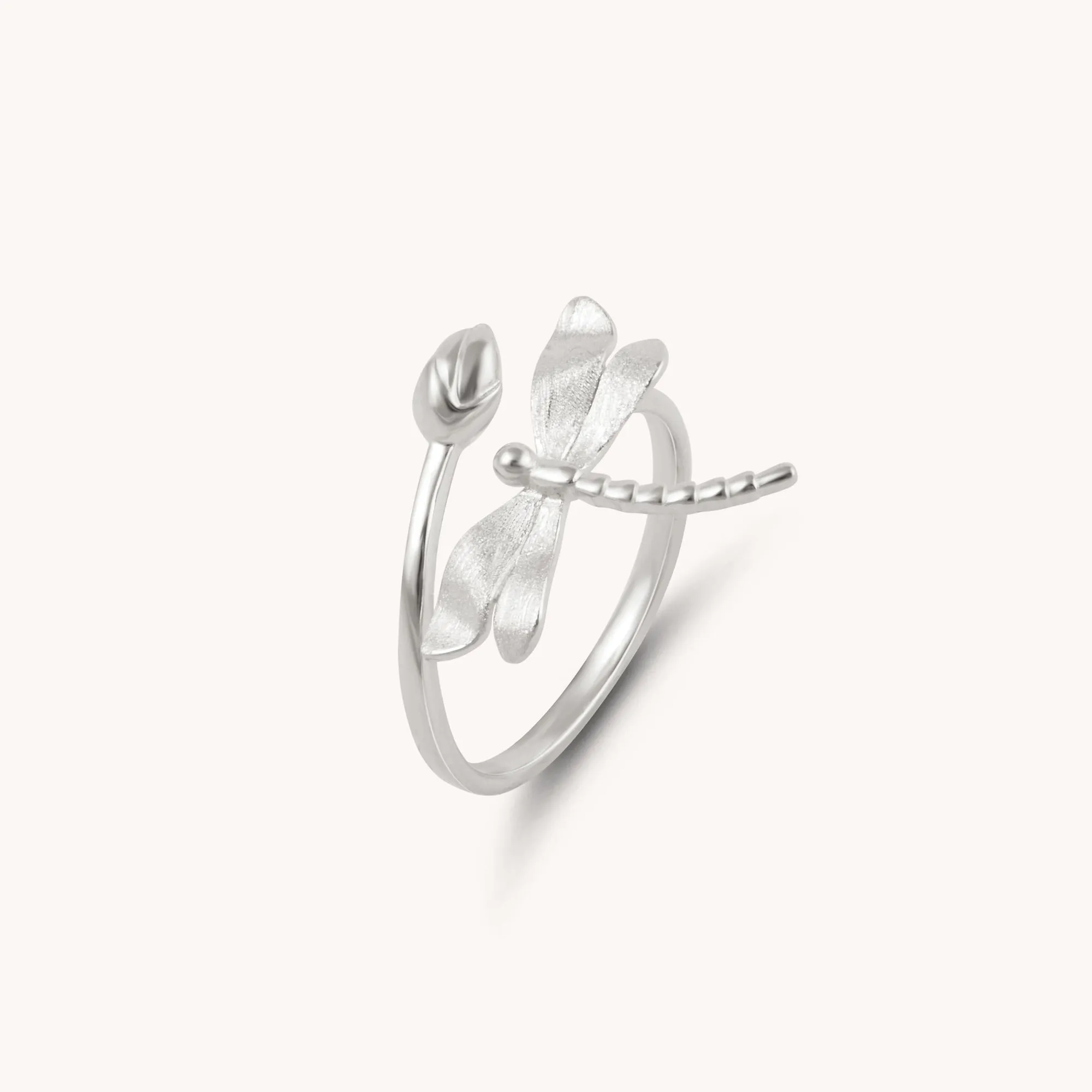 Dragonfly Silver Adjustable Ring W.