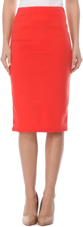 FashionJOA Women's High Waist Pencil Solid Knee Length Office Work Skirt