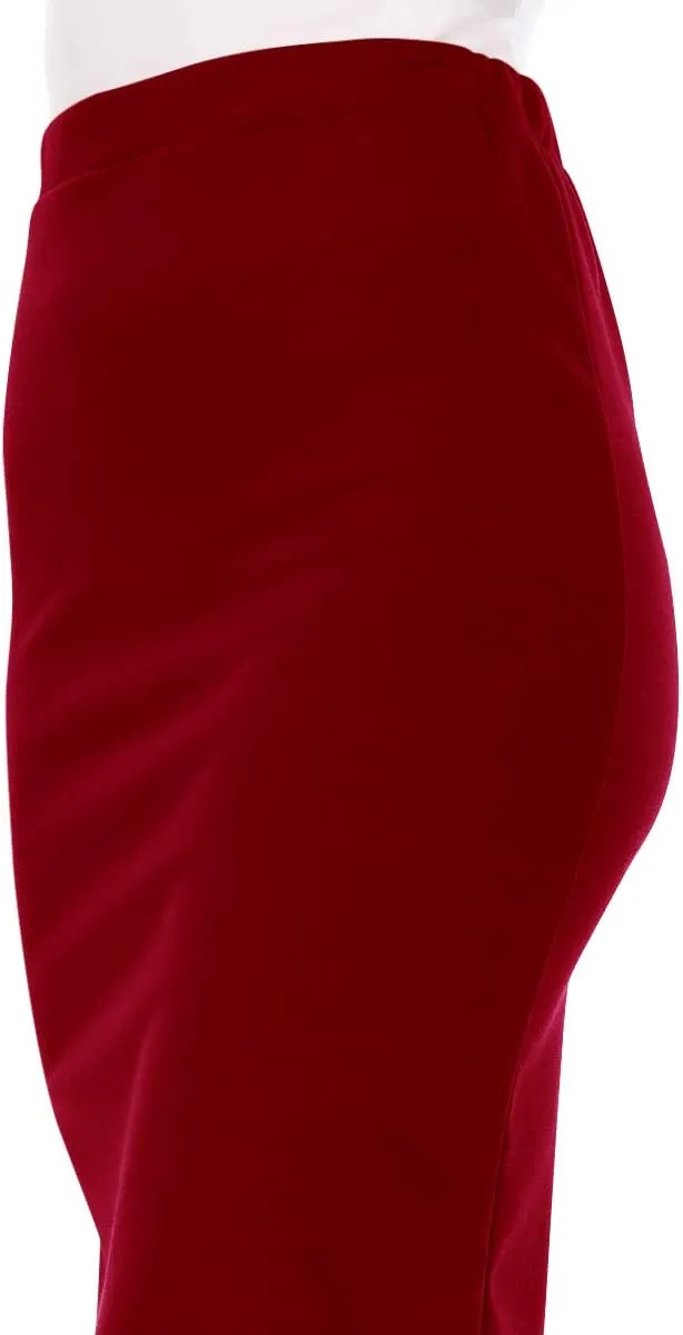FashionJOA Women's High Waist Pencil Solid Knee Length Office Work Skirt