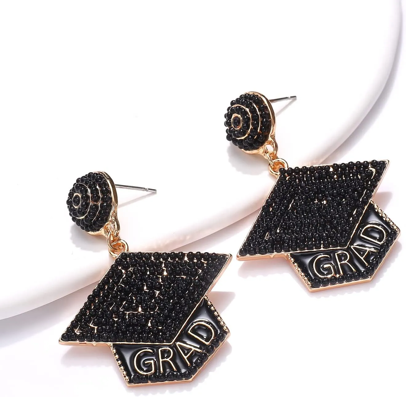 Handmade Beaded Graduation Earrings - Dangle Drop Design for Women's High School & College Graduation Gifts