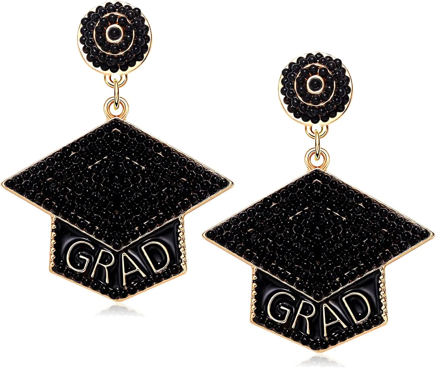 Handmade Beaded Graduation Earrings - Dangle Drop Design for Women's High School & College Graduation Gifts