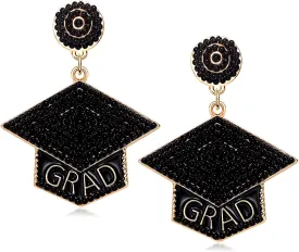 Handmade Beaded Graduation Earrings - Dangle Drop Design for Women's High School & College Graduation Gifts