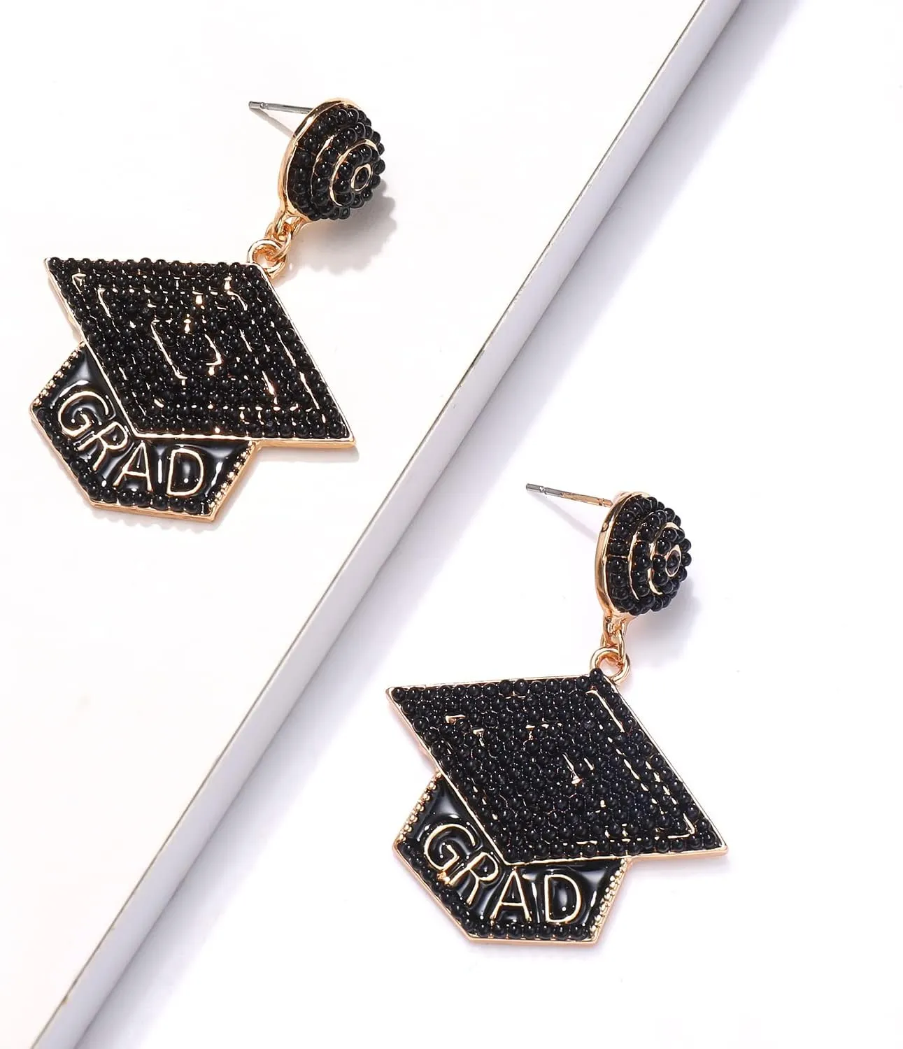 Handmade Beaded Graduation Earrings - Dangle Drop Design for Women's High School & College Graduation Gifts