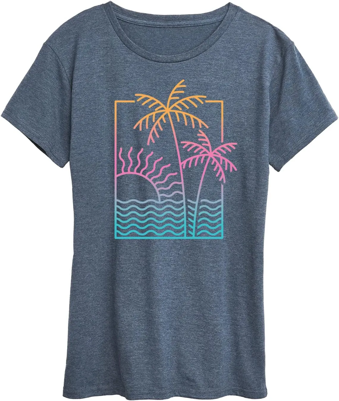 Instant Message - Line Drawing Sunset - Women's Short Sleeve Graphic T-Shirt
