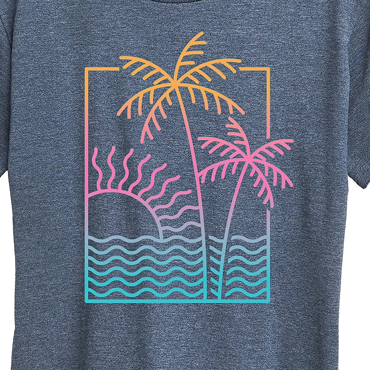 Instant Message - Line Drawing Sunset - Women's Short Sleeve Graphic T-Shirt