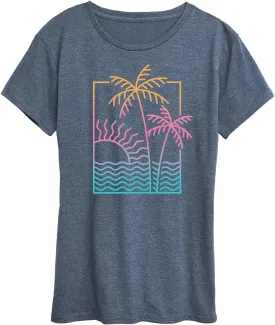 Instant Message - Line Drawing Sunset - Women's Short Sleeve Graphic T-Shirt