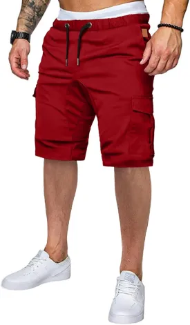 JMIERR Mens Casual Cargo Shorts - Cotton Drawstring Stretch Summer Beach Shorts Twill Chino Short with 6 Pockets