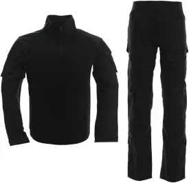 LANBAOSI Men's Tactical Combat Shirt and Pants Set Long Sleeve Woodland Hunting Military Uniform 1/4 Zip