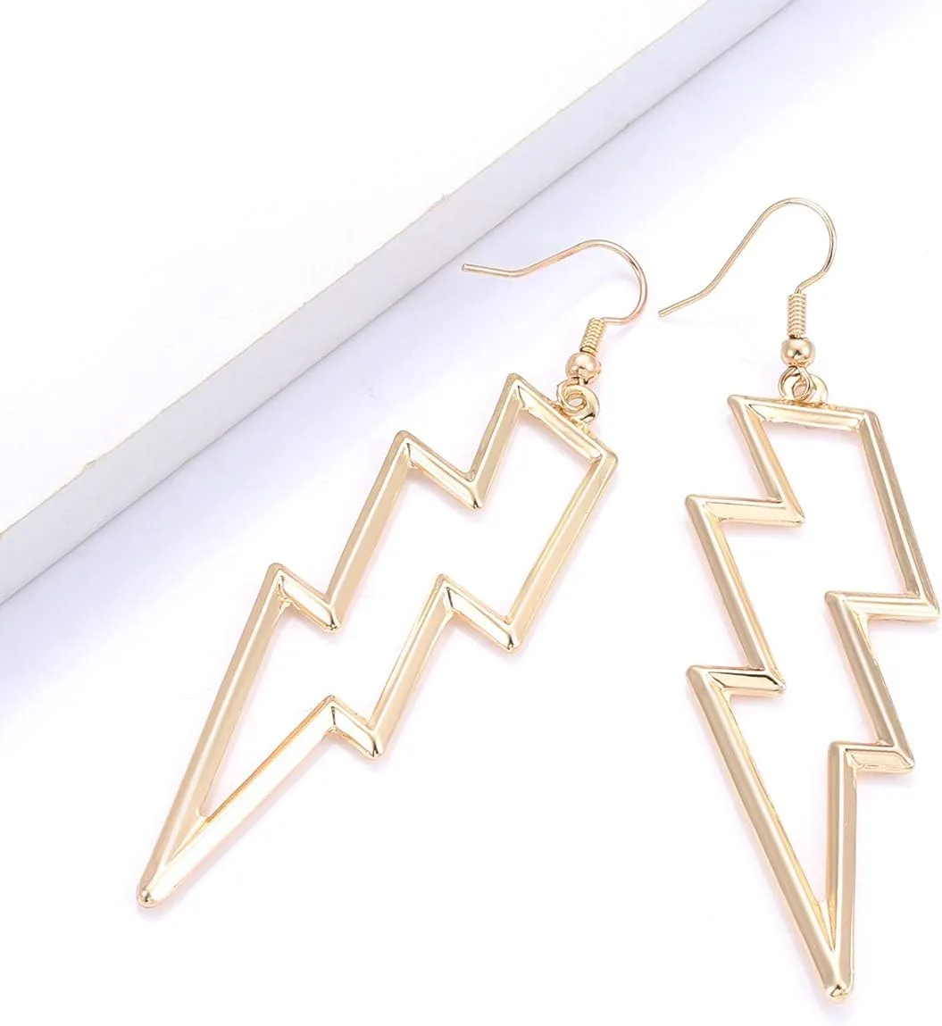 Lightning Bolt Drop Dangle Earrings For Woman Statement Flash Thunder Hook Earrings Punk Fashion Jewelry