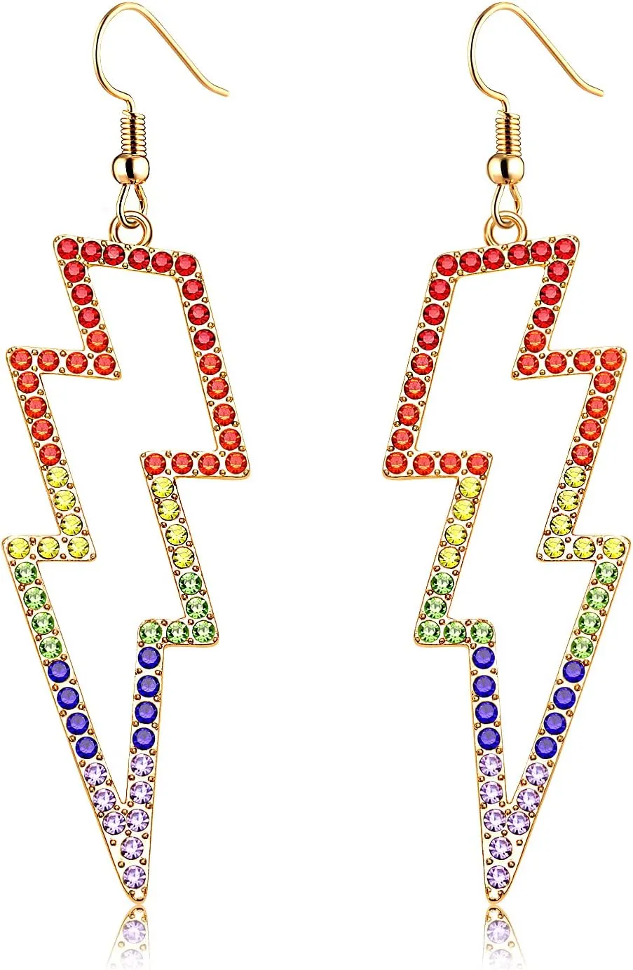 Lightning Bolt Earrings, 80s Earrings for Women, Glitter Rhinestone Lightning Bolt Dangle Earrings for 80's Outfit Party Accessories Halloween Gifts