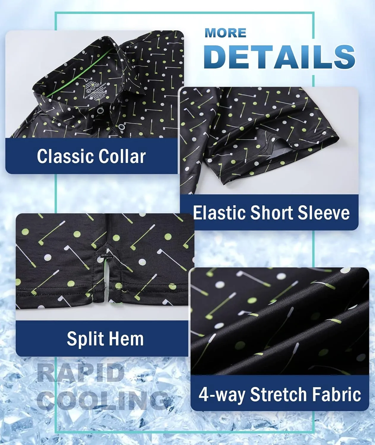 Mens Golf Shirts Short Sleeve Moisture Wicking Dry Fit Performance Athletic Polo Shirt