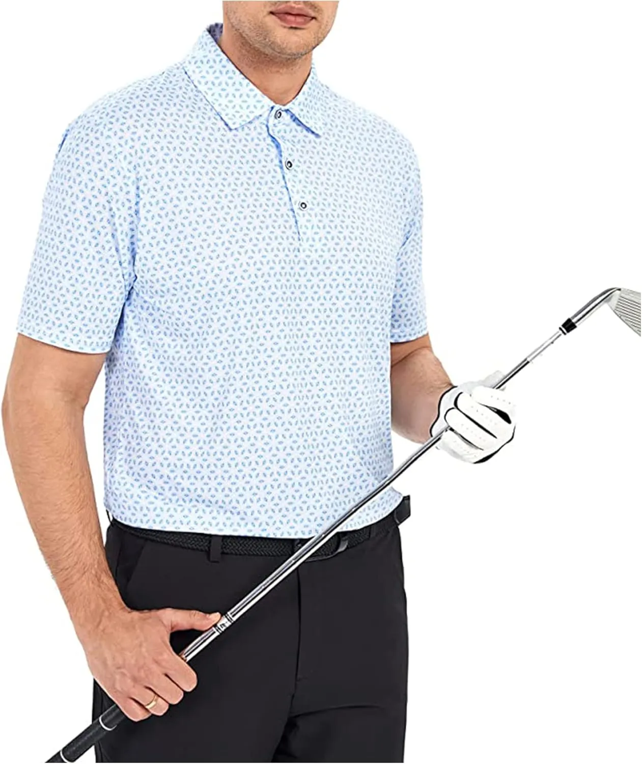 Mens Golf Shirts Short Sleeve Moisture Wicking Dry Fit Performance Athletic Polo Shirt