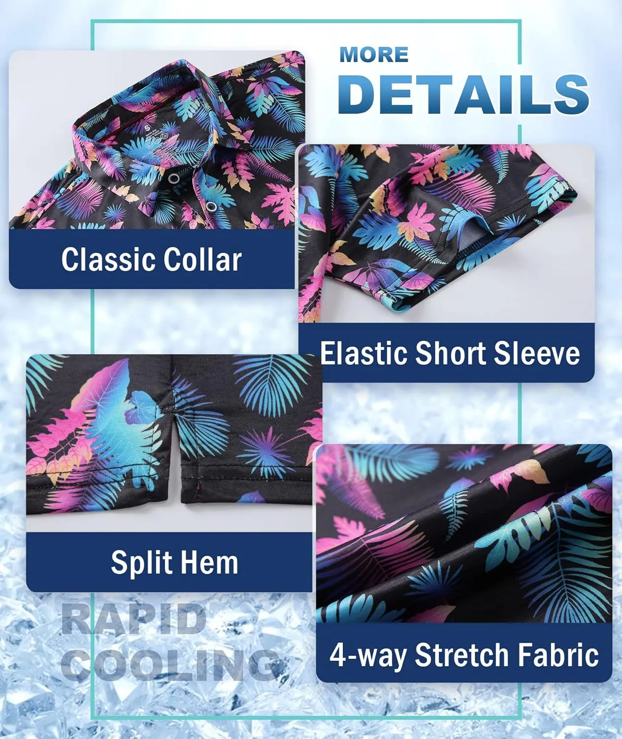 Mens Golf Shirts Short Sleeve Moisture Wicking Dry Fit Performance Athletic Polo Shirt