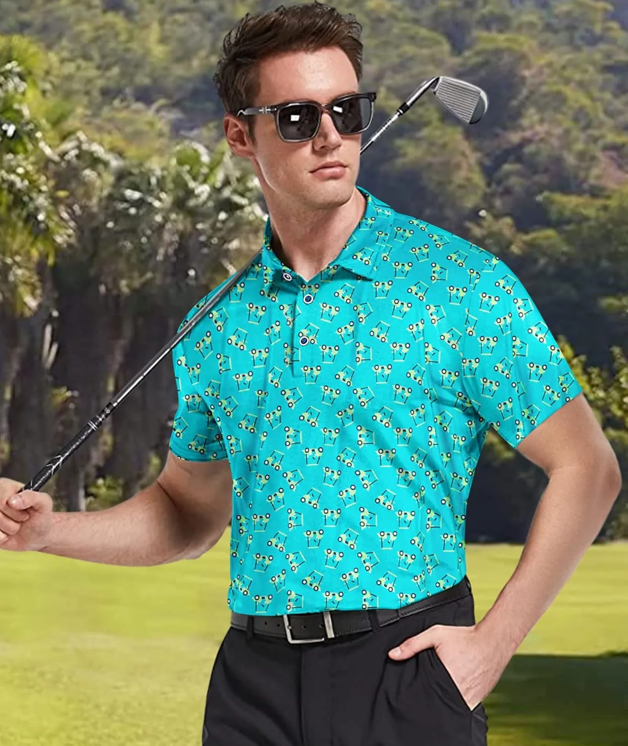 Mens Golf Shirts Short Sleeve Moisture Wicking Dry Fit Performance Athletic Polo Shirt