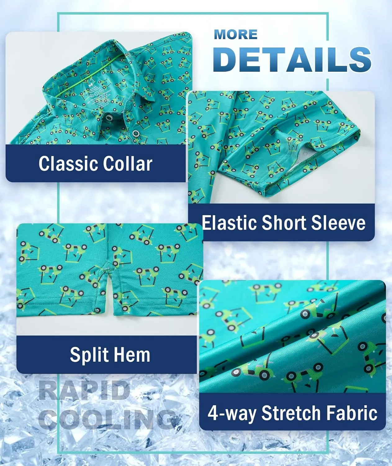 Mens Golf Shirts Short Sleeve Moisture Wicking Dry Fit Performance Athletic Polo Shirt