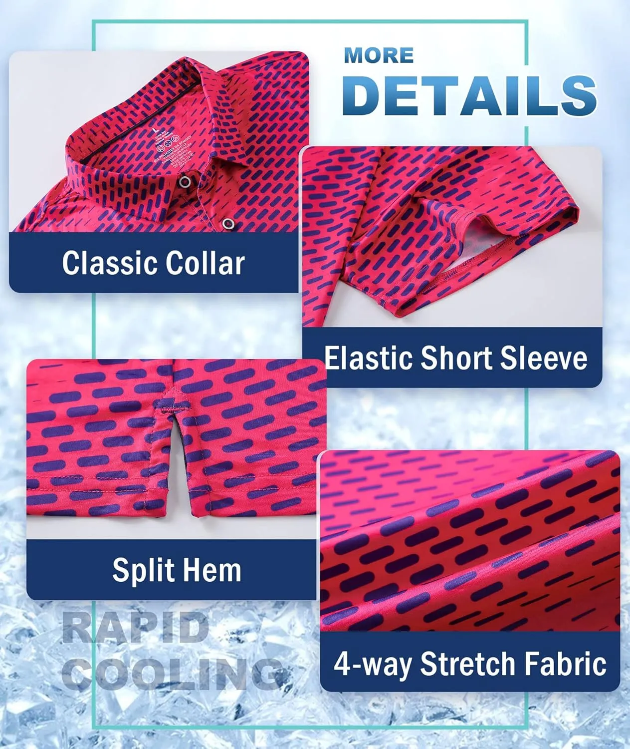 Mens Golf Shirts Short Sleeve Moisture Wicking Dry Fit Performance Athletic Polo Shirt