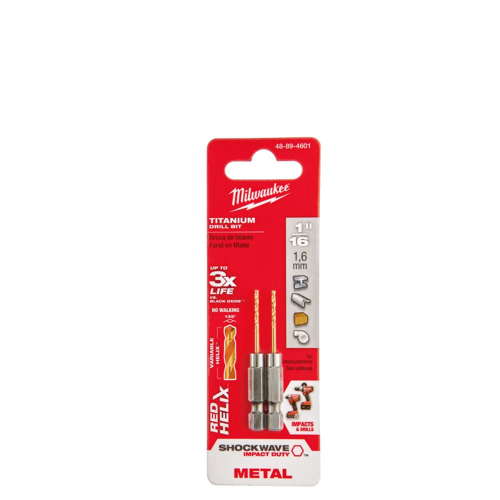 Milwaukee  48-89-4601 1/16" Titanium Shockwave Drill Bit