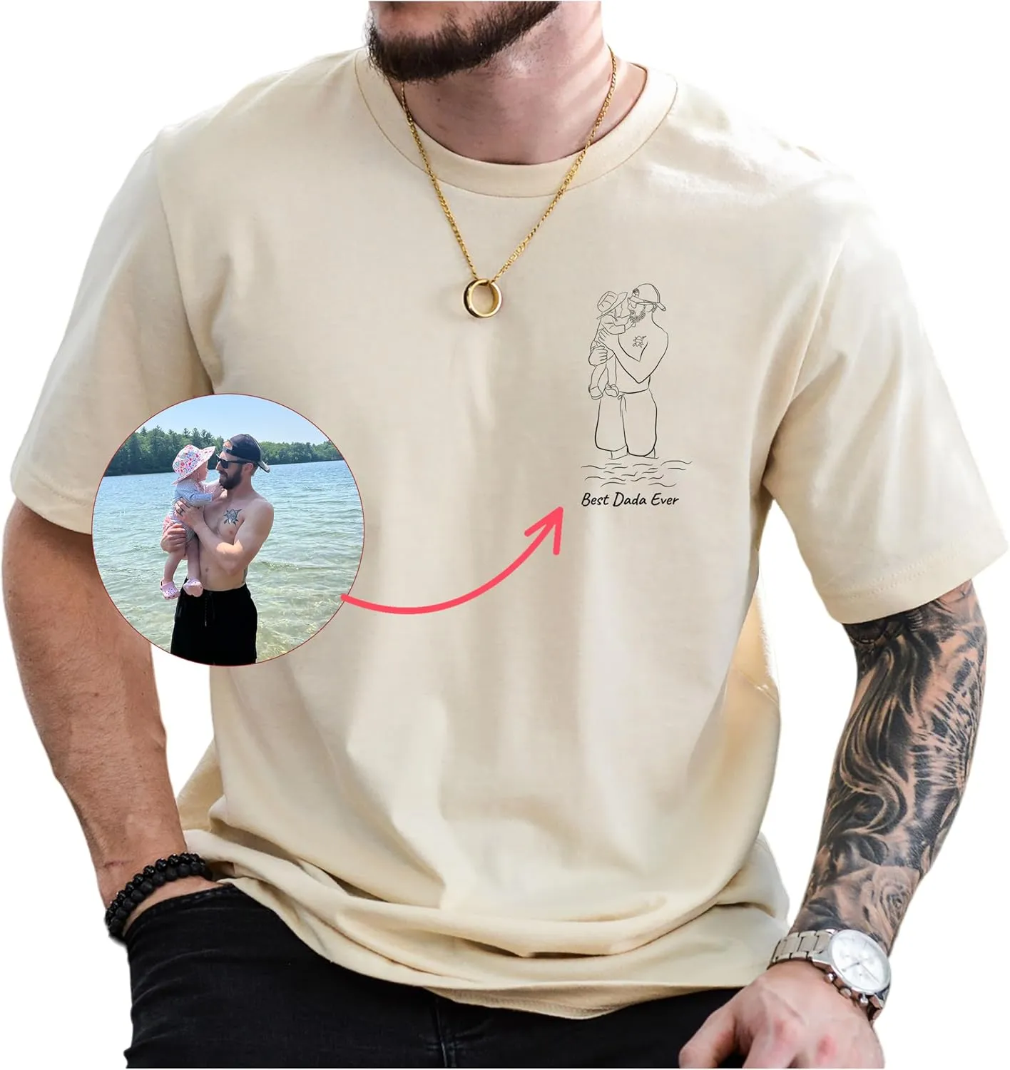 NAZENTI Custom Bootleg Dad Bootleg Rap Tee, Personalized T-Shirts with Picture for Fathers Day, Christmas, Birthday