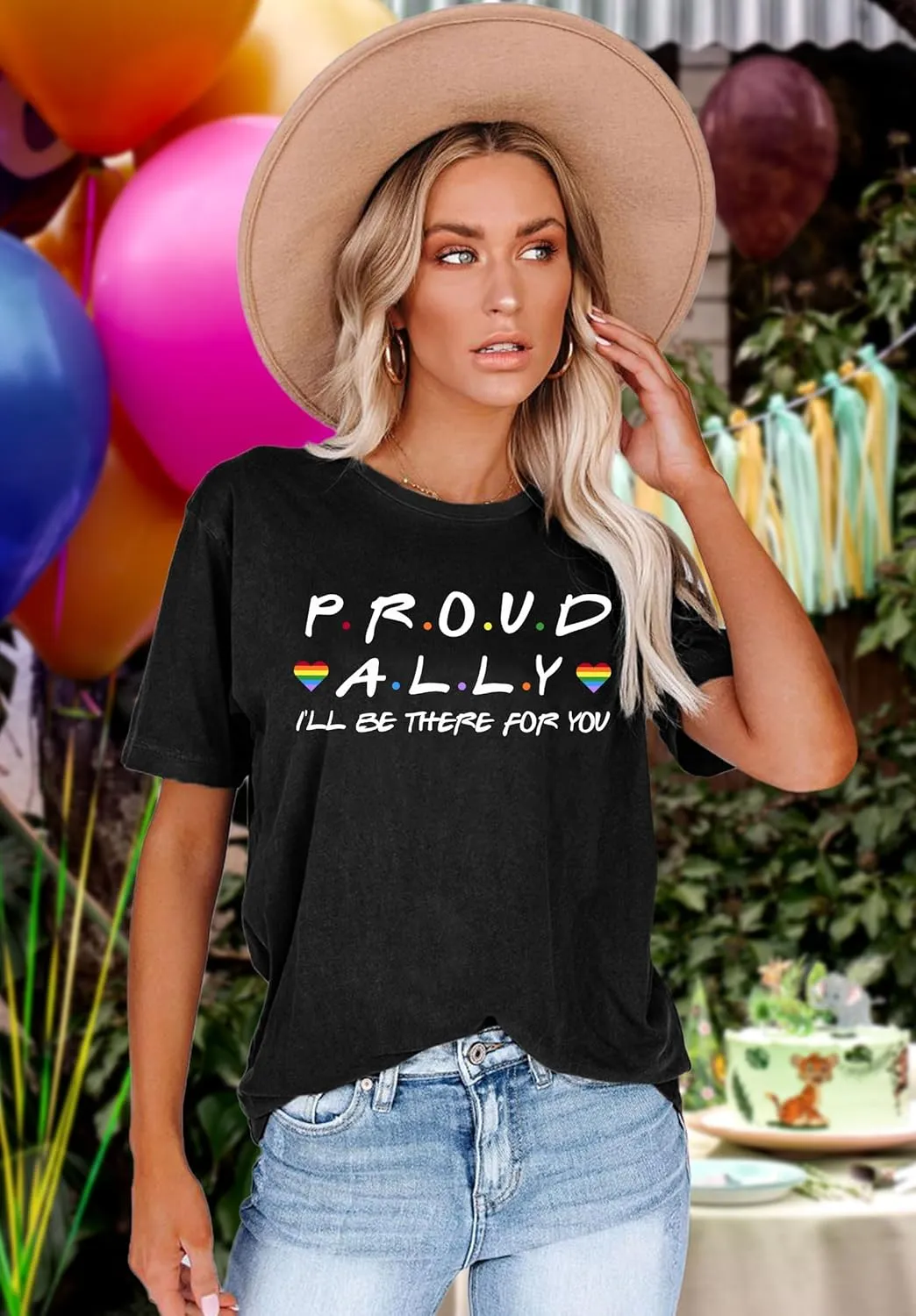 Proud Ally Shirt Women Pride Shirts Rainbow Graphic Tees LGBT Equality Tshirt Casual Holiday Tops