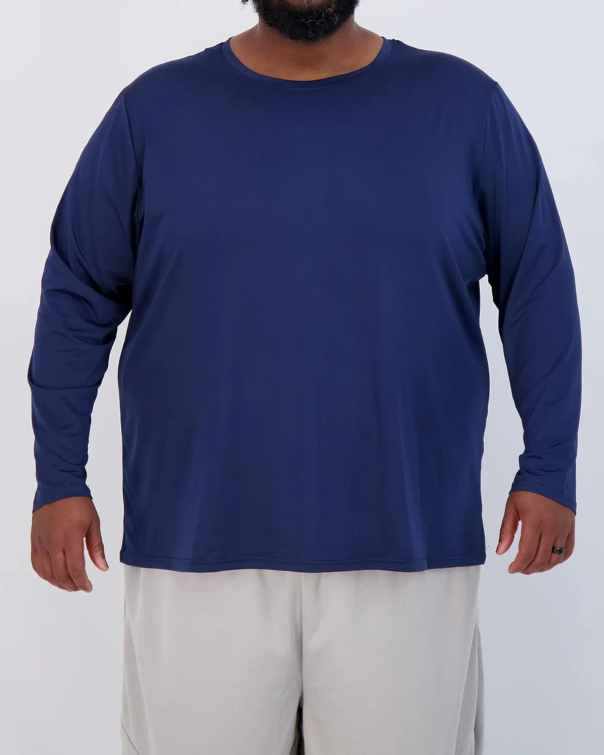 Real Essentials 3 Pack: Mens Big & Tall Tech Stretch Long-Sleeve & Short-Sleeve Dry-Fit T-Shirt (3XT-5XT)