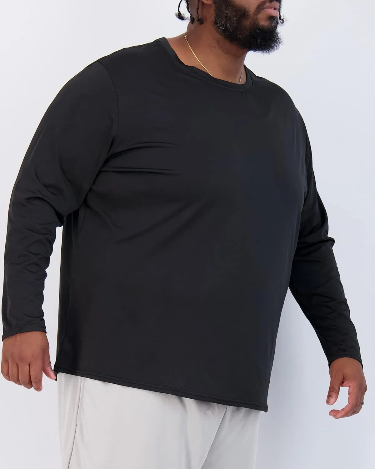 Real Essentials 3 Pack: Mens Big & Tall Tech Stretch Long-Sleeve & Short-Sleeve Dry-Fit T-Shirt (3XT-5XT)
