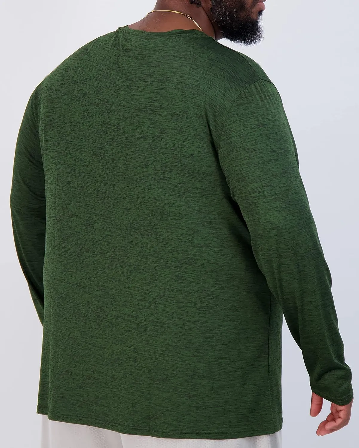 Real Essentials 3 Pack: Mens Big & Tall Tech Stretch Long-Sleeve & Short-Sleeve Dry-Fit T-Shirt (3XT-5XT)