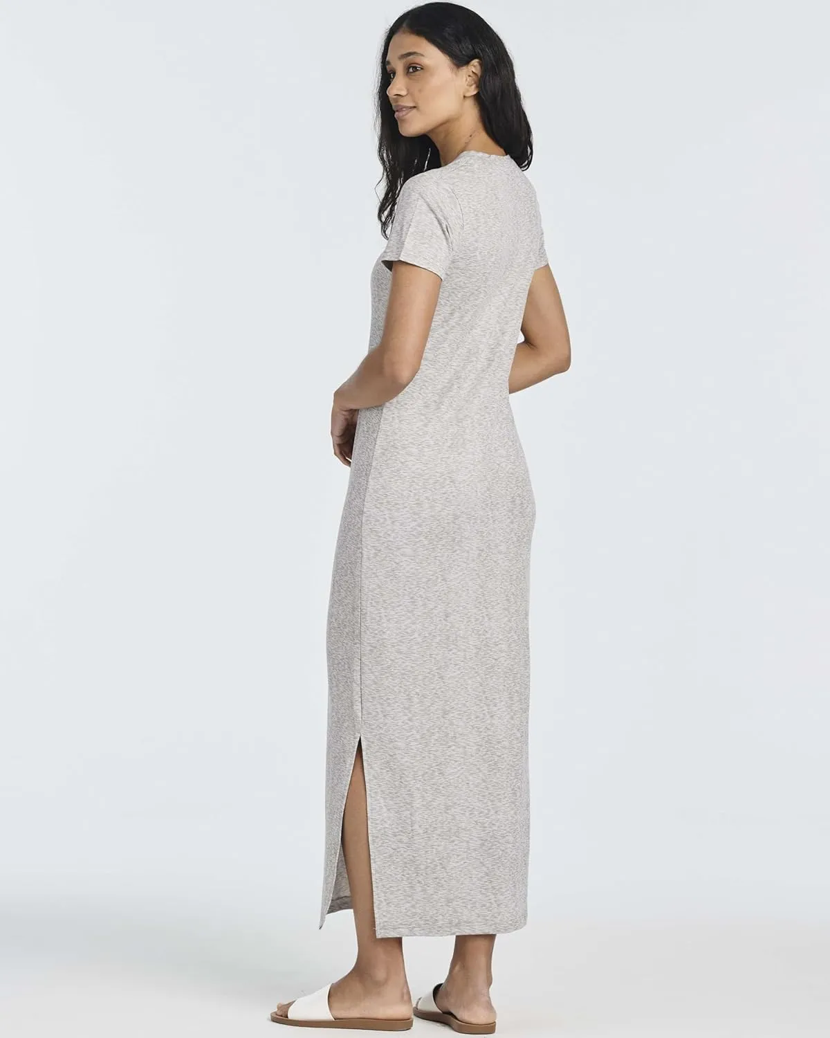 Real Essentials 3 Pack Women’s Casual Short Sleeve Maxi T-Shirt Summer Dress with Slit & Pockets (Available in Plus Size)