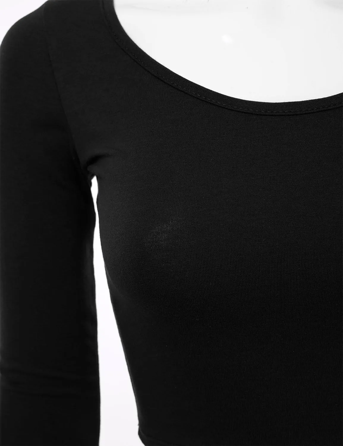 SSOULM Women's 3/4 Sleeve Scoop Neck Cotton Slim Fit Crop Top (S-2XL)