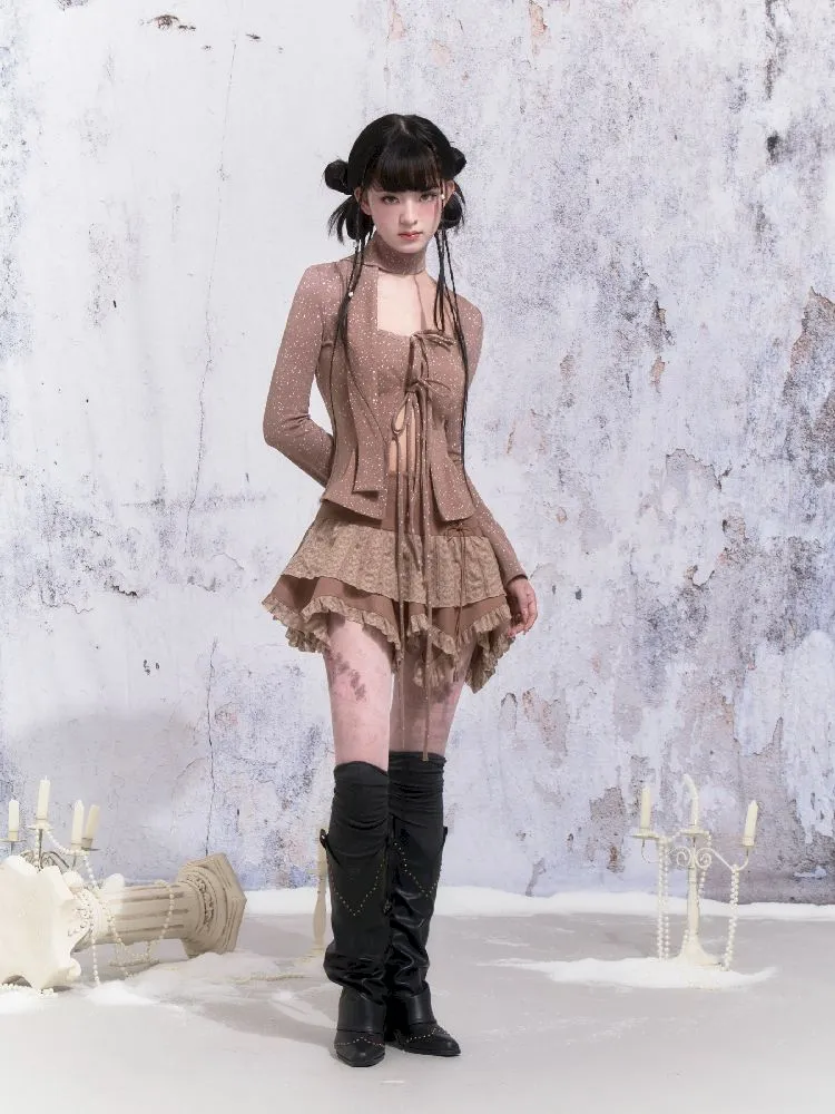 Strappy Patchwork Asymmetrical Half Skirt【s0000005310】