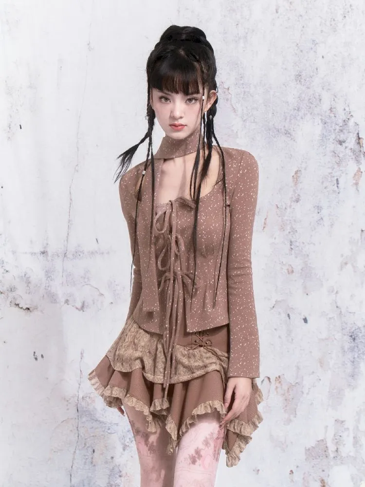 Strappy Patchwork Asymmetrical Half Skirt【s0000005310】