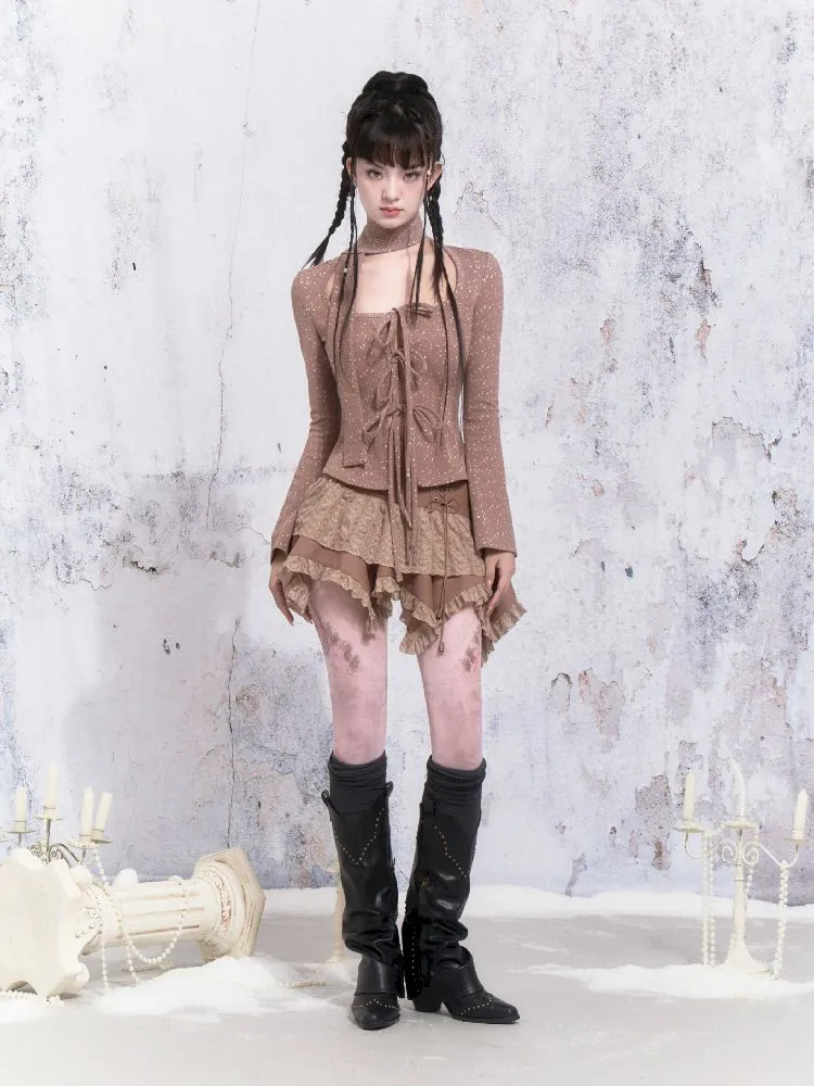 Strappy Patchwork Asymmetrical Half Skirt【s0000005310】