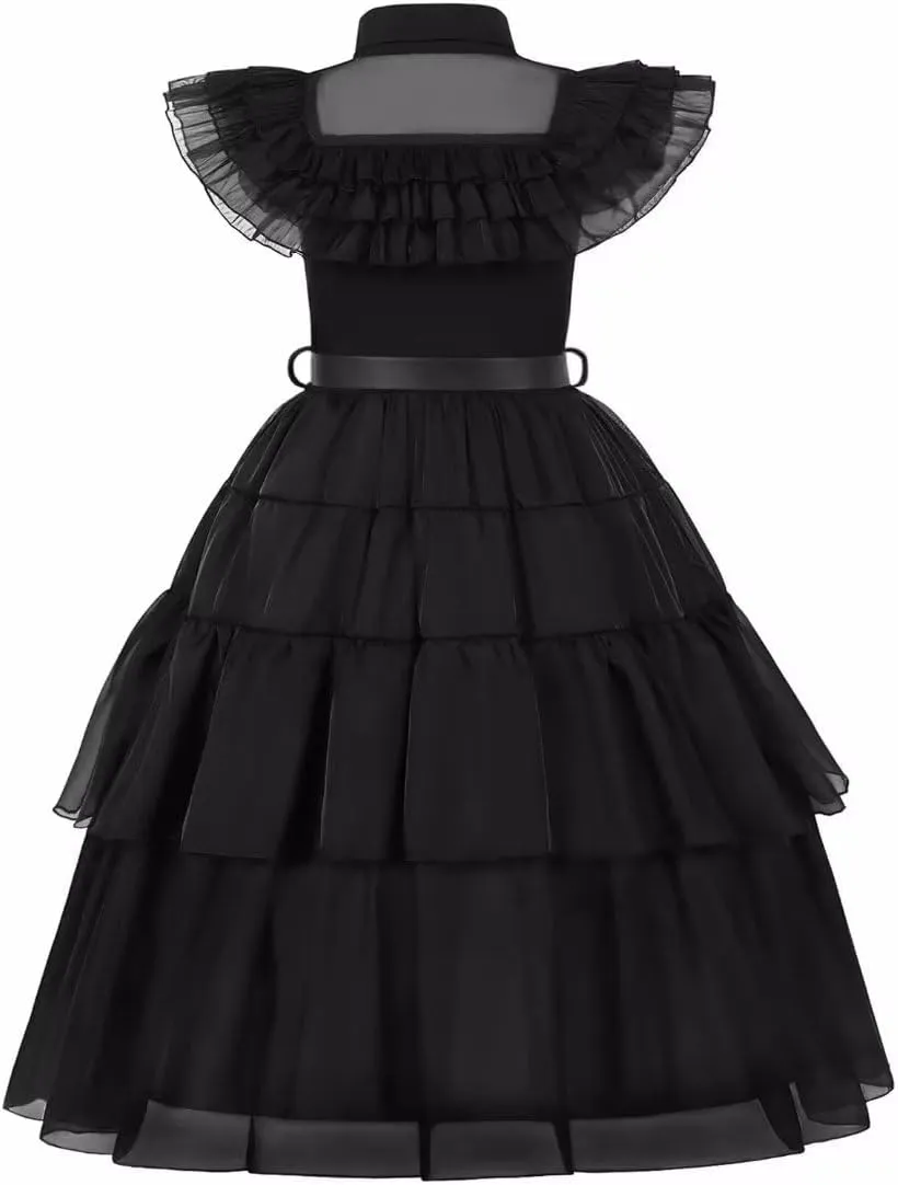 SZ-TONDA Girls Black Princess Costume Dress Outfit Kid Role Cosplay Birthday Party Apparel Merchandise Accossories