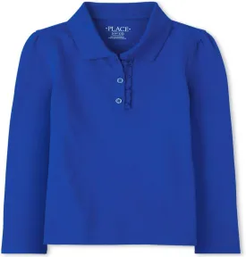 The Children's Place Girls' Long Sleeve Ruffle Pique Polo