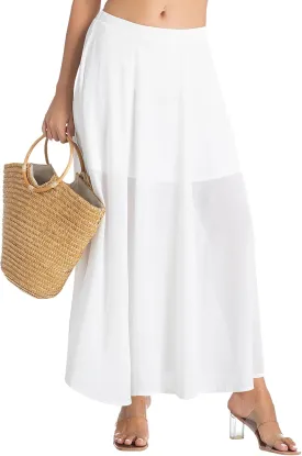 Tsher Bohemian Long Skirts Flowy High Waist A Line Long Midi Length Casual Skirt for Beach Party Holiday