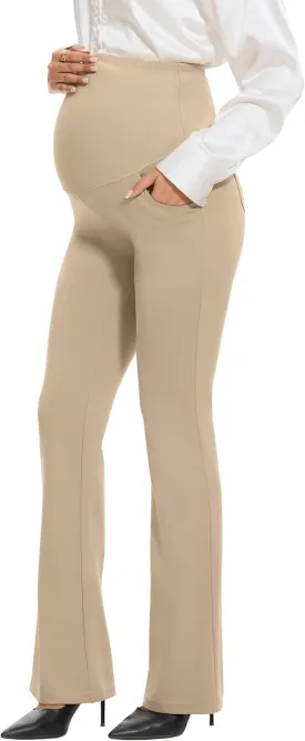 VIMPEP 27"/29"/31" Flare Maternity Yoga Pants Over The Belly Pregnancy Bootcut Strethcy Leggings with Pockets C201