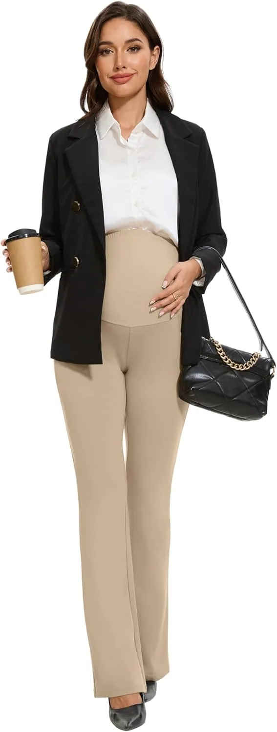 VIMPEP 27"/29"/31" Flare Maternity Yoga Pants Over The Belly Pregnancy Bootcut Strethcy Leggings with Pockets C201