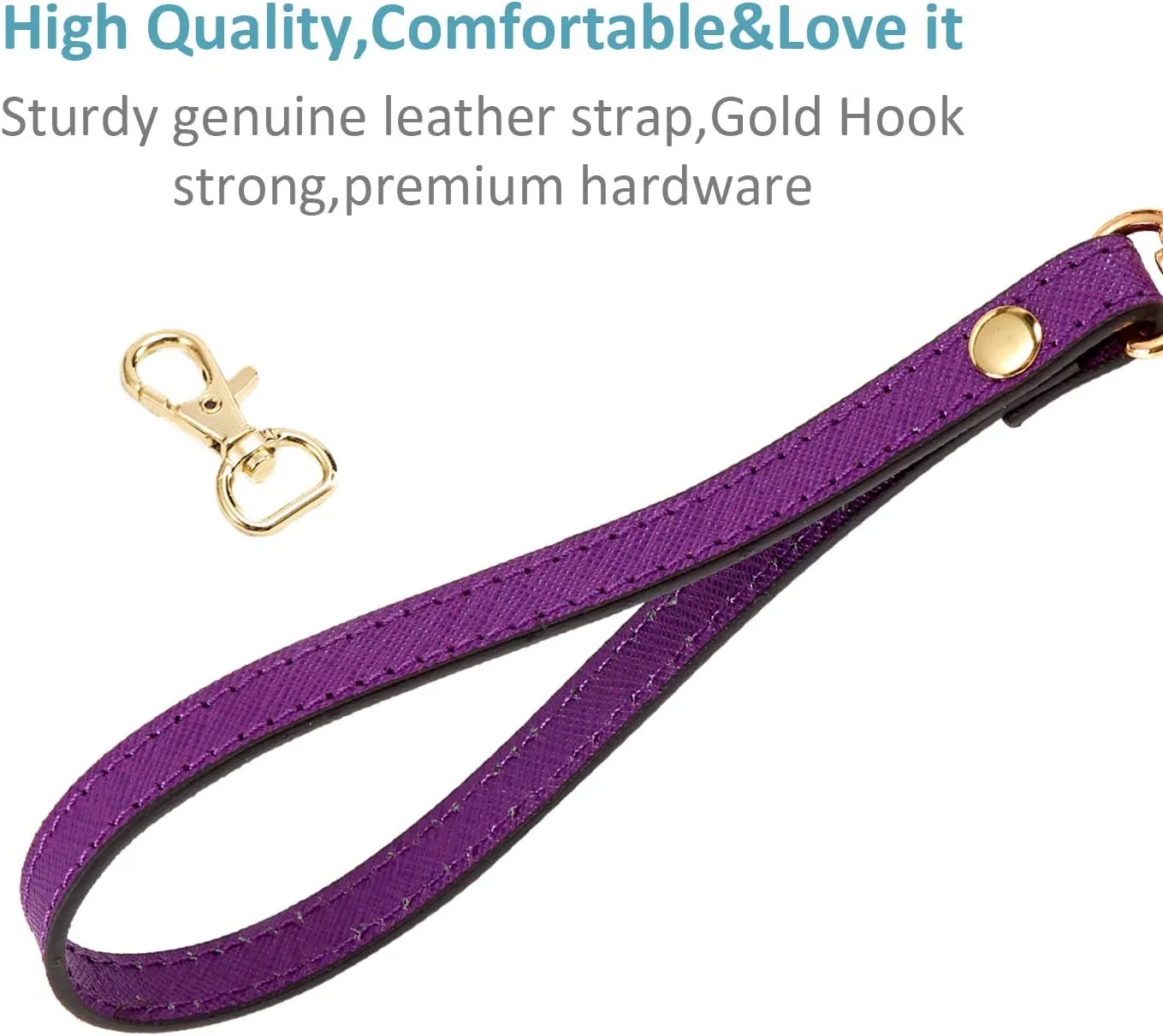 Wristlet Strap, Genuine Leather Keychain Wristlet KeyChain Hand Strap for Wallet Purse Clutch Cellphone Wristlet Key